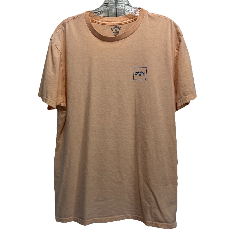 Billabong Graphic Logo T-shirt Size M Peach/Blue Short Sleeve Crew Soft